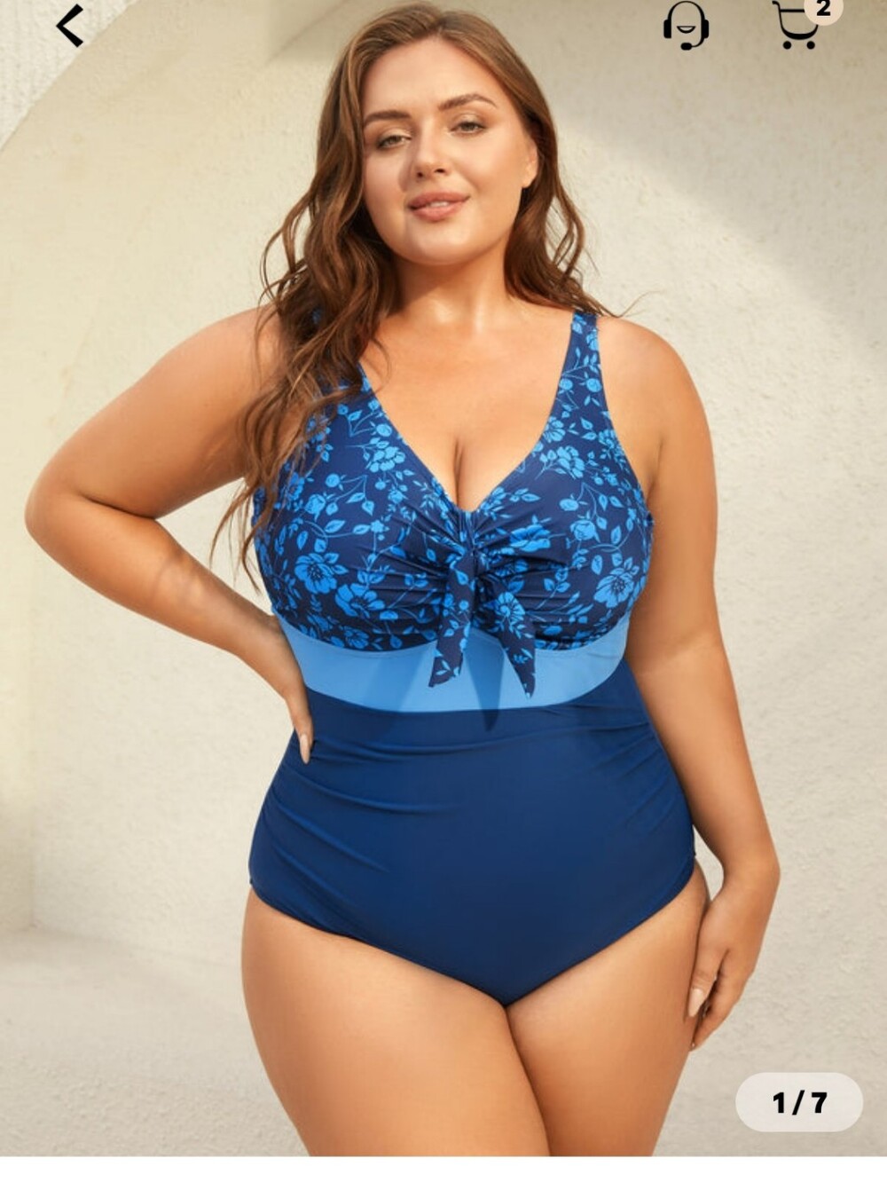 BloomChic Blue Floral Front-Tie One-Piece Swimsuit